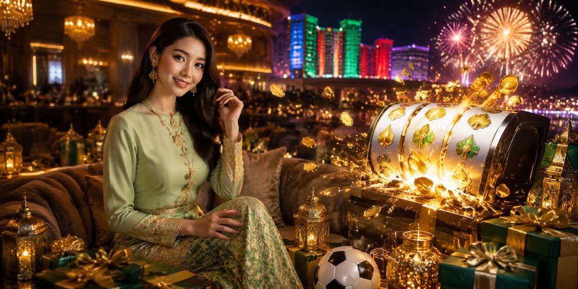 Suasana Hari Raya di Genting Highlands dengan pengguna menikmati permainan sukan dan slot cm2